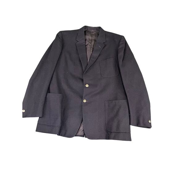 VTG Men's Black Petrocelli Alexandre Oxford London Wool Blazer Size 46R EXC - Picture 1 of 13